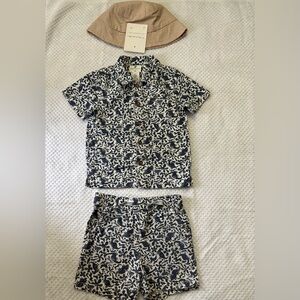 Caribbean Joe Kids Attire Set in Blue and White Dino Print